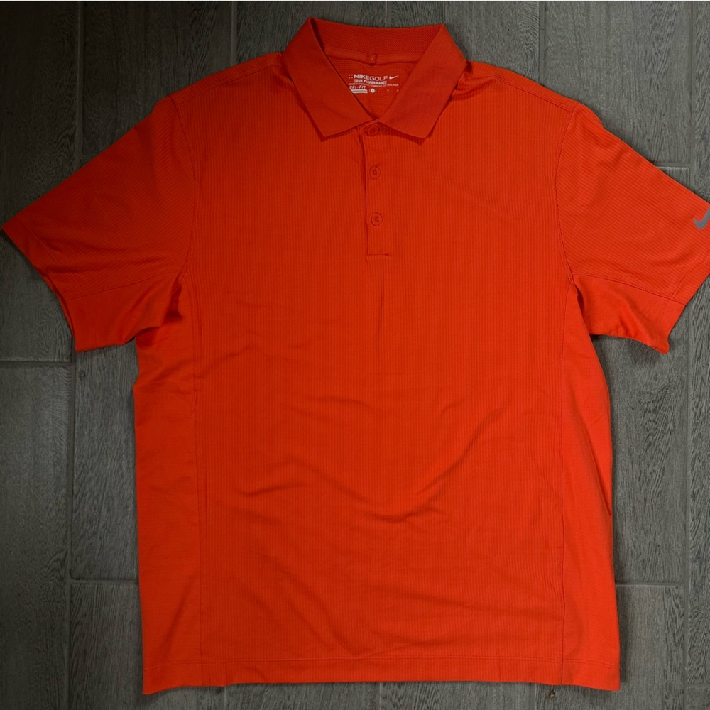 Nike Golf Polo Shirt Mens L Tour Performance Orange Short Sleeve Dri Fit